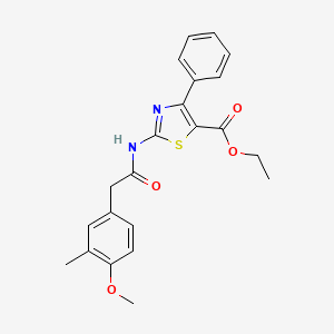 molecular formula C22H22N2O4S B2737235 Ethyl 2-(2-(4-methoxy-3-methylphenyl)acetamido)-4-phenylthiazole-5-carboxylate CAS No. 955824-98-3