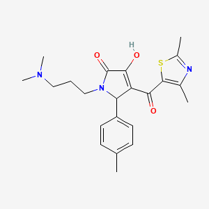molecular formula C22H27N3O3S B2737237 1-(3-(二甲胺)丙基)-4-(2,4-二甲基噻唑-5-基甲酰)-3-羟基-5-(对甲苯基)-1H-吡咯-2(5H)-酮 CAS No. 627815-44-5