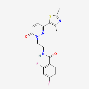 molecular formula C18H16F2N4O2S B2737238 N-(2-(3-(2,4-二甲基噻唑-5-基)-6-氧代吡啶并[1(6H)]-基)乙基)-2,4-二氟苯甲酰胺 CAS No. 1251616-18-8