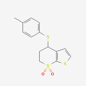 molecular formula C14H14O2S3 B2737241 4-(4-甲基苯基)硫-5,6-二氢-4H-噻吩并[2,3-b]噻吩-7,7-二氧化物 CAS No. 339019-16-8