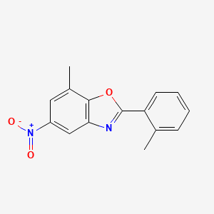 molecular formula C15H12N2O3 B2737243 7-Methyl-2-(2-methylphenyl)-5-nitro-1,3-benzoxazole CAS No. 1421241-38-4