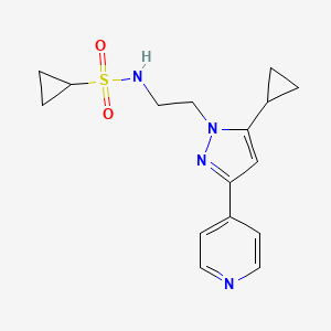 molecular formula C16H20N4O2S B2737246 N-(2-(5-cyclopropyl-3-(pyridin-4-yl)-1H-pyrazol-1-yl)ethyl)cyclopropanesulfonamide CAS No. 1797716-73-4
