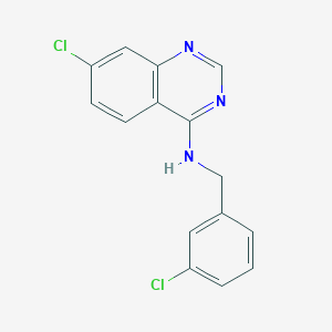 molecular formula C15H11Cl2N3 B2737249 7-chloro-N-[(3-chlorophenyl)methyl]quinazolin-4-amine CAS No. 477861-81-7