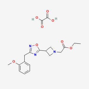 molecular formula C19H23N3O8 B2737254 乙酸乙酯 2-(3-(3-(2-甲氧基苯甲基)-1,2,4-噁二唑-5-基)氮杂环丁烷-1-基)草酸盐 CAS No. 1396888-96-2