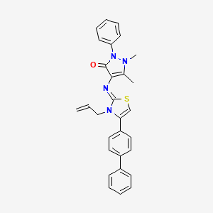 (Z)-4-((4-([1,1'-biphenyl]-4-yl)-3-allylthiazol-2(3H)-ylidene)amino)-1,5-dimethyl-2-phenyl-1H-pyrazol-3(2H)-one