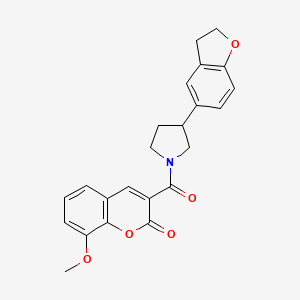 molecular formula C23H21NO5 B2737257 3-[3-(2,3-二氢-1-苯并呋喃-5-基)吡咯啉-1-甲酰]-8-甲氧基-2H-香豆素-2-酮 CAS No. 2097917-61-6