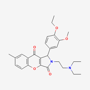 molecular formula C27H32N2O5 B2737273 2-(2-(Diethylamino)ethyl)-1-(4-ethoxy-3-methoxyphenyl)-7-methyl-1,2-dihydrochromeno[2,3-c]pyrrole-3,9-dione CAS No. 631886-26-5