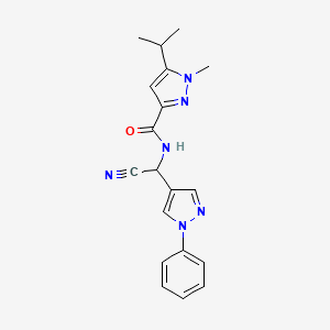 N-[cyano(1-phenyl-1H-pyrazol-4-yl)methyl]-1-methyl-5-(propan-2-yl)-1H-pyrazole-3-carboxamide