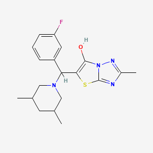 molecular formula C19H23FN4OS B2737282 5-((3,5-Dimethylpiperidin-1-yl)(3-fluorophenyl)methyl)-2-methylthiazolo[3,2-b][1,2,4]triazol-6-ol CAS No. 1008682-44-7