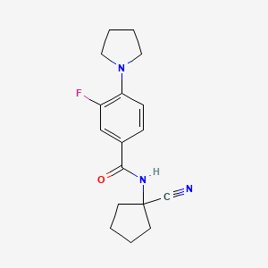 molecular formula C17H20FN3O B2737302 N-(1-cyanocyclopentyl)-3-fluoro-4-(pyrrolidin-1-yl)benzamide CAS No. 1394733-81-3
