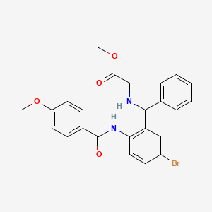 molecular formula C24H23BrN2O4 B2737357 Methyl 2-({[5-bromo-2-(4-methoxybenzamido)phenyl](phenyl)methyl}amino)acetate CAS No. 381680-03-1