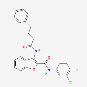 molecular formula C25H20ClFN2O3 B2737369 N-(3-氯-4-氟苯基)-3-(4-苯基丁酰胺)苯并呋喃-2-甲酰胺 CAS No. 888440-33-3