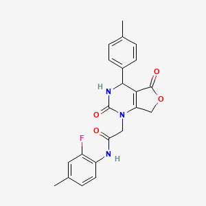 molecular formula C22H20FN3O4 B2737378 2-(2,5-二氧代-4-(对甲苯基)-3,4-二氢呋喃[3,4-d]嘧啶-1(2H,5H,7H)-基)-N-(2-氟-4-甲基苯基)乙酰胺 CAS No. 1251678-58-6