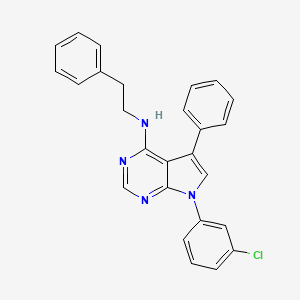 molecular formula C26H21ClN4 B2737382 7-(3-chlorophenyl)-5-phenyl-N-(2-phenylethyl)-7H-pyrrolo[2,3-d]pyrimidin-4-amine CAS No. 477231-54-2