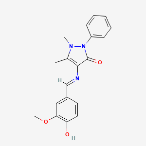 4-{[(E)-(4-hydroxy-3-methoxyphenyl)methylidene]amino}-1,5-dimethyl-2-phenyl-1,2-dihydro-3H-pyrazol-3-one