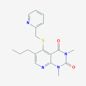 molecular formula C18H20N4O2S B2737391 1,3-dimethyl-6-propyl-5-((pyridin-2-ylmethyl)thio)pyrido[2,3-d]pyrimidine-2,4(1H,3H)-dione CAS No. 899748-03-9