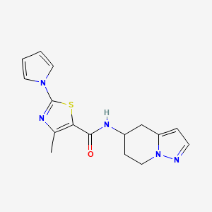 molecular formula C16H17N5OS B2737394 4-methyl-2-(1H-pyrrol-1-yl)-N-(4,5,6,7-tetrahydropyrazolo[1,5-a]pyridin-5-yl)thiazole-5-carboxamide CAS No. 2034339-47-2