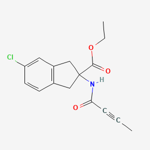 Ethyl 2-(but-2-ynoylamino)-5-chloro-1,3-dihydroindene-2-carboxylate
