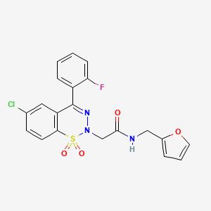 B2737405 2-(6-chloro-4-(2-fluorophenyl)-1,1-dioxido-2H-benzo[e][1,2,3]thiadiazin-2-yl)-N-(furan-2-ylmethyl)acetamide CAS No. 1031575-47-9