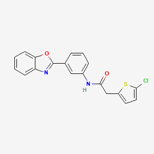 molecular formula C19H13ClN2O2S B2737415 N-[3-(1,3-benzoxazol-2-yl)phenyl]-2-(5-chlorothiophen-2-yl)acetamide CAS No. 921544-94-7