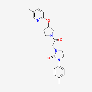 molecular formula C22H26N4O3 B2737420 1-(2-(3-((5-Methylpyridin-2-yl)oxy)pyrrolidin-1-yl)-2-oxoethyl)-3-(p-tolyl)imidazolidin-2-one CAS No. 1903365-34-3