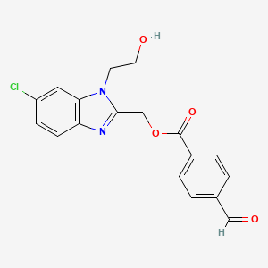 molecular formula C18H15ClN2O4 B2737443 [6-Chloro-1-(2-hydroxyethyl)benzimidazol-2-yl]methyl 4-formylbenzoate CAS No. 742093-94-3