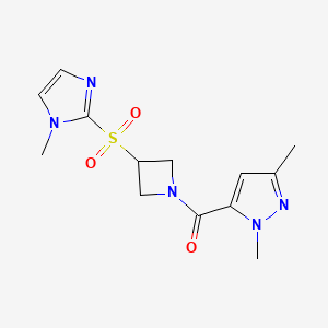 (1,3-dimethyl-1H-pyrazol-5-yl)(3-((1-methyl-1H-imidazol-2-yl)sulfonyl)azetidin-1-yl)methanone