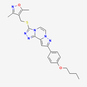 molecular formula C23H24N6O2S B2737488 11-(4-Butoxyphenyl)-5-{[(3,5-dimethyl-1,2-oxazol-4-yl)methyl]sulfanyl}-3,4,6,9,10-pentaazatricyclo[7.3.0.0^{2,6}]dodeca-1(12),2,4,7,10-pentaene CAS No. 1326917-09-2