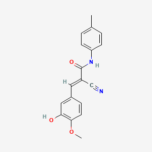 (E)-2-cyano-3-(3-hydroxy-4-methoxyphenyl)-N-(4-methylphenyl)prop-2-enamide