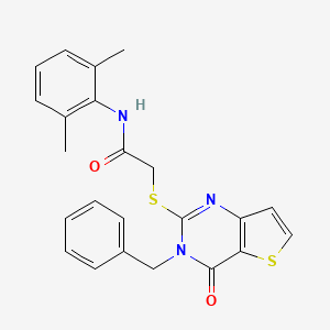 molecular formula C23H21N3O2S2 B2737506 2-({3-benzyl-4-oxo-3H,4H-thieno[3,2-d]pyrimidin-2-yl}sulfanyl)-N-(2,6-dimethylphenyl)acetamide CAS No. 1252840-67-7