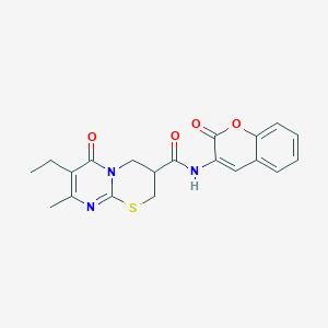 7-ethyl-8-methyl-6-oxo-N-(2-oxo-2H-chromen-3-yl)-2,3,4,6-tetrahydropyrimido[2,1-b][1,3]thiazine-3-carboxamide