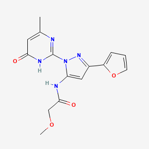 molecular formula C15H15N5O4 B2737512 N-(3-(furan-2-yl)-1-(4-methyl-6-oxo-1,6-dihydropyrimidin-2-yl)-1H-pyrazol-5-yl)-2-methoxyacetamide CAS No. 1207026-61-6