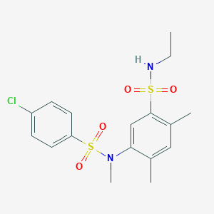 molecular formula C17H21ClN2O4S2 B2737515 5-[(4-氯苯基)磺酰基甲基氨基]-N-乙基-2,4-二甲基苯基磺酰胺 CAS No. 864842-17-1