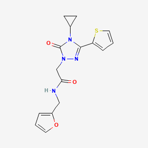 molecular formula C16H16N4O3S B2737523 2-(4-cyclopropyl-5-oxo-3-(thiophen-2-yl)-4,5-dihydro-1H-1,2,4-triazol-1-yl)-N-(furan-2-ylmethyl)acetamide CAS No. 1428366-77-1