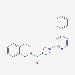 molecular formula C23H22N4O B2737530 (3,4-dihydroisoquinolin-2(1H)-yl)(1-(6-phenylpyrimidin-4-yl)azetidin-3-yl)methanone CAS No. 2034475-50-6