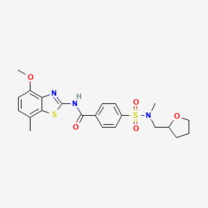 molecular formula C22H25N3O5S2 B2737539 N-(4-methoxy-7-methyl-1,3-benzothiazol-2-yl)-4-{[methyl(tetrahydrofuran-2-ylmethyl)amino]sulfonyl}benzamide CAS No. 868677-94-5