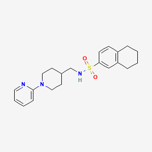 molecular formula C21H27N3O2S B2737544 N-((1-(pyridin-2-yl)piperidin-4-yl)methyl)-5,6,7,8-tetrahydronaphthalene-2-sulfonamide CAS No. 1235092-58-6