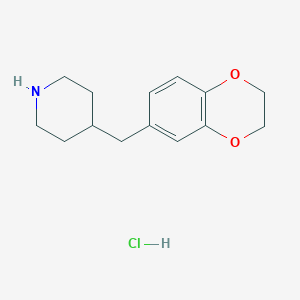 molecular formula C14H20ClNO2 B2737551 4-(2,3-二氢-1,4-苯并二噁杂环-6-基甲基)哌啶盐酸盐 CAS No. 2108327-47-3