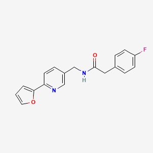 molecular formula C18H15FN2O2 B2737552 2-(4-fluorophenyl)-N-((6-(furan-2-yl)pyridin-3-yl)methyl)acetamide CAS No. 2034322-77-3