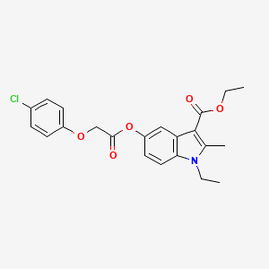 molecular formula C22H22ClNO5 B2737556 ethyl 5-{[(4-chlorophenoxy)acetyl]oxy}-1-ethyl-2-methyl-1H-indole-3-carboxylate CAS No. 373618-22-5