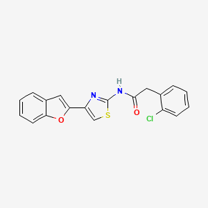 molecular formula C19H13ClN2O2S B2737559 N-[4-(1-benzofuran-2-yl)-1,3-thiazol-2-yl]-2-(2-chlorophenyl)acetamide CAS No. 1170104-43-4