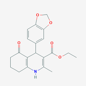 molecular formula C20H21NO5 B273756 Ethyl 4-(1,3-benzodioxol-5-yl)-2-methyl-5-oxo-1,4,5,6,7,8-hexahydro-3-quinolinecarboxylate 