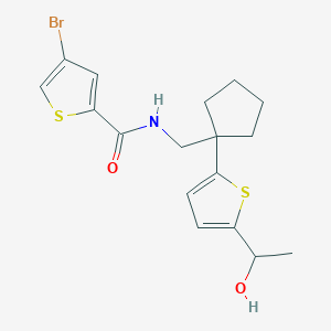 molecular formula C17H20BrNO2S2 B2737574 4-bromo-N-((1-(5-(1-hydroxyethyl)thiophen-2-yl)cyclopentyl)methyl)thiophene-2-carboxamide CAS No. 2034569-12-3