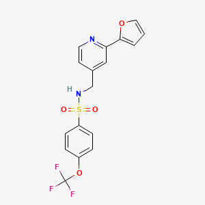 molecular formula C17H13F3N2O4S B2737575 N-((2-(furan-2-yl)pyridin-4-yl)methyl)-4-(trifluoromethoxy)benzenesulfonamide CAS No. 2034267-40-6