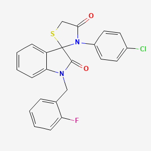 molecular formula C23H16ClFN2O2S B2737577 3'-(4-Chlorophenyl)-1-[(2-fluorophenyl)methyl]-1,2-dihydrospiro[indole-3,2'-[1,3]thiazolidine]-2,4'-dione CAS No. 894540-56-8