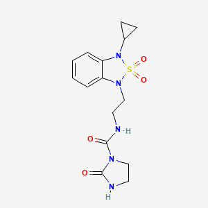 molecular formula C15H19N5O4S B2737581 N-[2-(3-cyclopropyl-2,2-dioxo-1,3-dihydro-2lambda6,1,3-benzothiadiazol-1-yl)ethyl]-2-oxoimidazolidine-1-carboxamide CAS No. 2097919-94-1