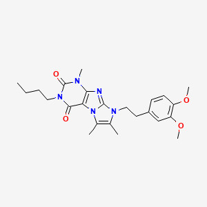 molecular formula C24H31N5O4 B2737582 3-butyl-8-(3,4-dimethoxyphenethyl)-1,6,7-trimethyl-1H-imidazo[2,1-f]purine-2,4(3H,8H)-dione CAS No. 877810-56-5
