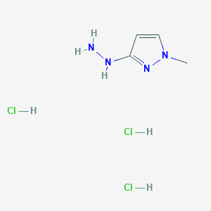molecular formula C4H11Cl3N4 B2737585 3-hydrazinyl-1-methyl-1H-pyrazole trihydrochloride CAS No. 1803583-90-5