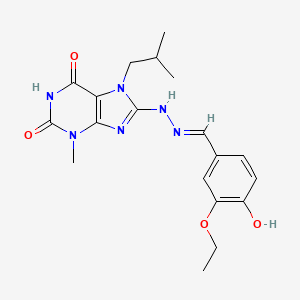 (E)-8-(2-(3-ethoxy-4-hydroxybenzylidene)hydrazinyl)-7-isobutyl-3-methyl-1H-purine-2,6(3H,7H)-dione