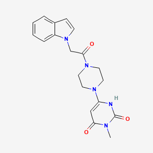 molecular formula C19H21N5O3 B2737606 6-(4-(2-(1H-吲哚-1-基)乙酰基)哌嗪-1-基)-3-甲基嘧啶-2,4(1H,3H)-二酮 CAS No. 2320376-35-8